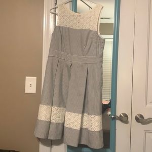 Dress with flower design and stripes